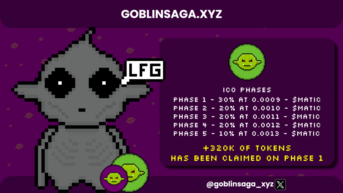goblinsaga_xyz's tweet photo. 🧌Expectations are high and the benefits of entering early stages carry great benefits!🚀

Over 322K of $GSA has been claimed, what are you waiting for? 
🟢 https://t.co/uTpOkbw0qb

#CryptoCommunity #PolygonSpace #Polygon #MiningCommunity #MiningApp #NFTNYC2024 #NFTgaming https://t.co/vXl6PIQRiV