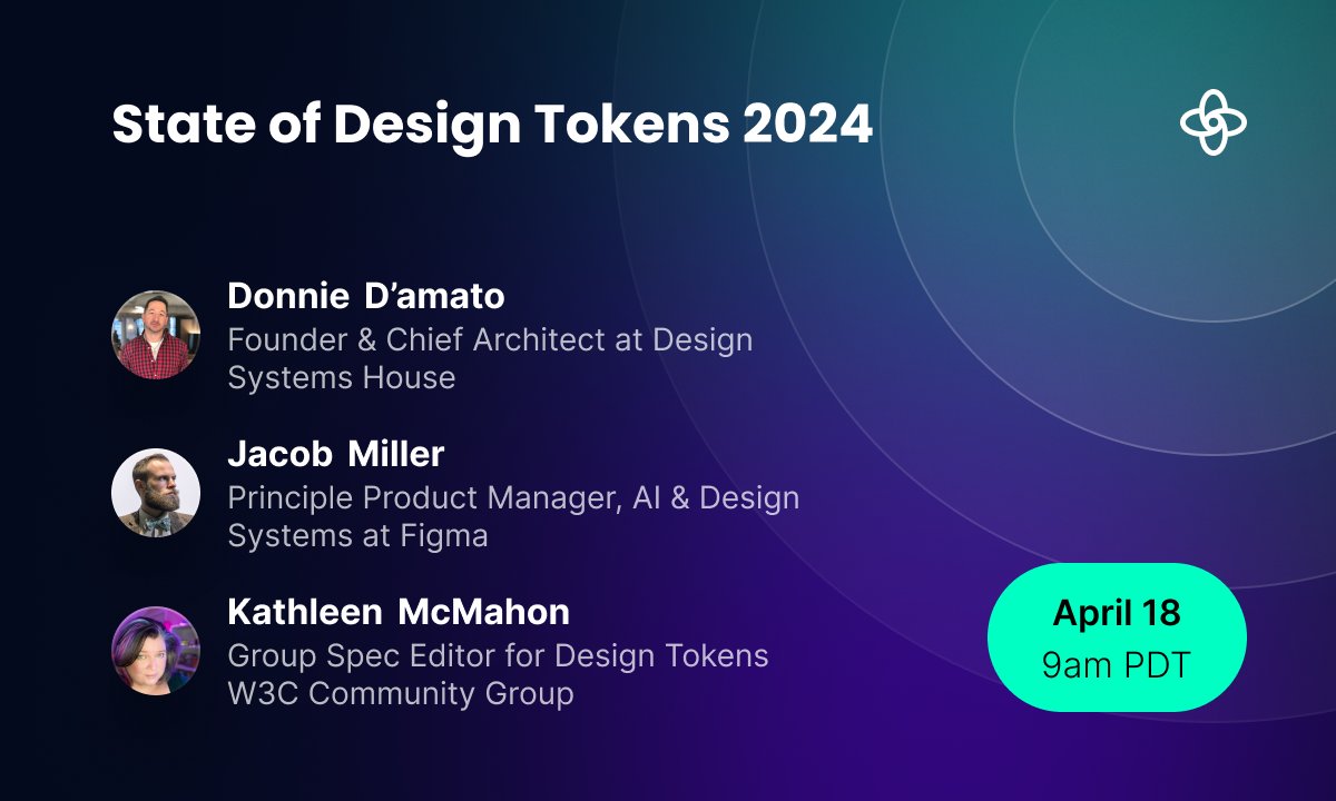 What's new with design tokens? Join our discussion on Thurs, April 18 with @donniedamato, @pwnies & @resource11 to explore our State of Design Tokens 2024 report. We'll chat about what's changed in the landscape of design tokens since the launch of #FigmaVariables, how teams are…