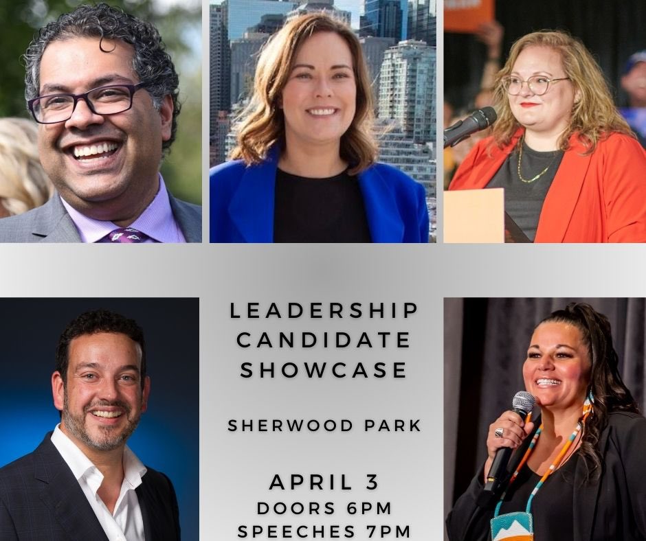 Alberta NDP Leadership Showcase in Sherwood Park tomorrow April 3. Event details linktr.ee/ndpkyle