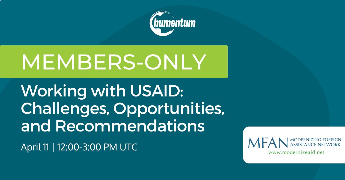 Humentum members are invited to a FREE webinar with @ModernizeAid! Hear from experts about the challenges & opportunities of working with #USAID. 🔗 Register: ow.ly/oqTk50R5V4g Not a Humentum member yet? Explore the benefits of membership: ow.ly/Kvxf50R5V4m