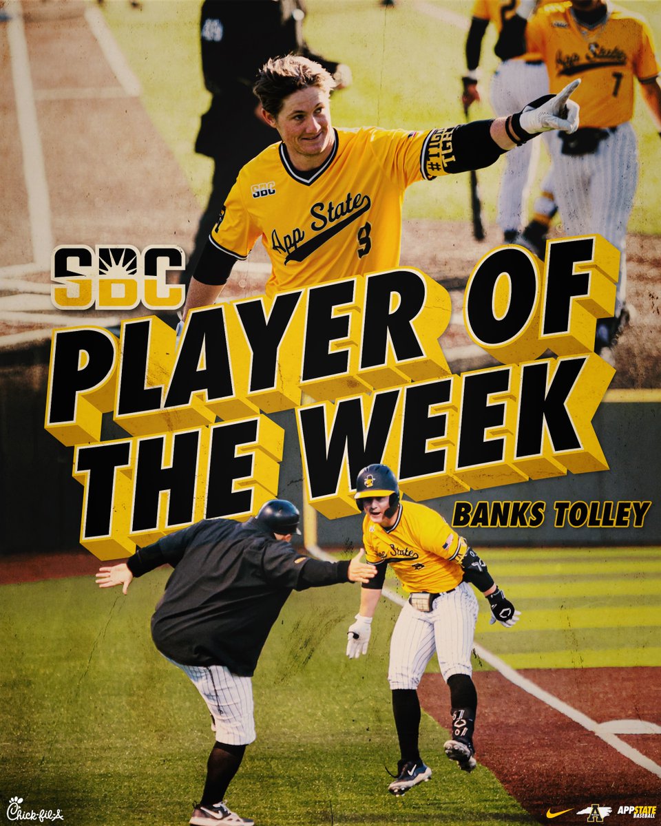 AppBaseball's tweet image. Congratulations to Banks Tolley, who has been named the @SunBelt Player of the Week!

#TIGMA