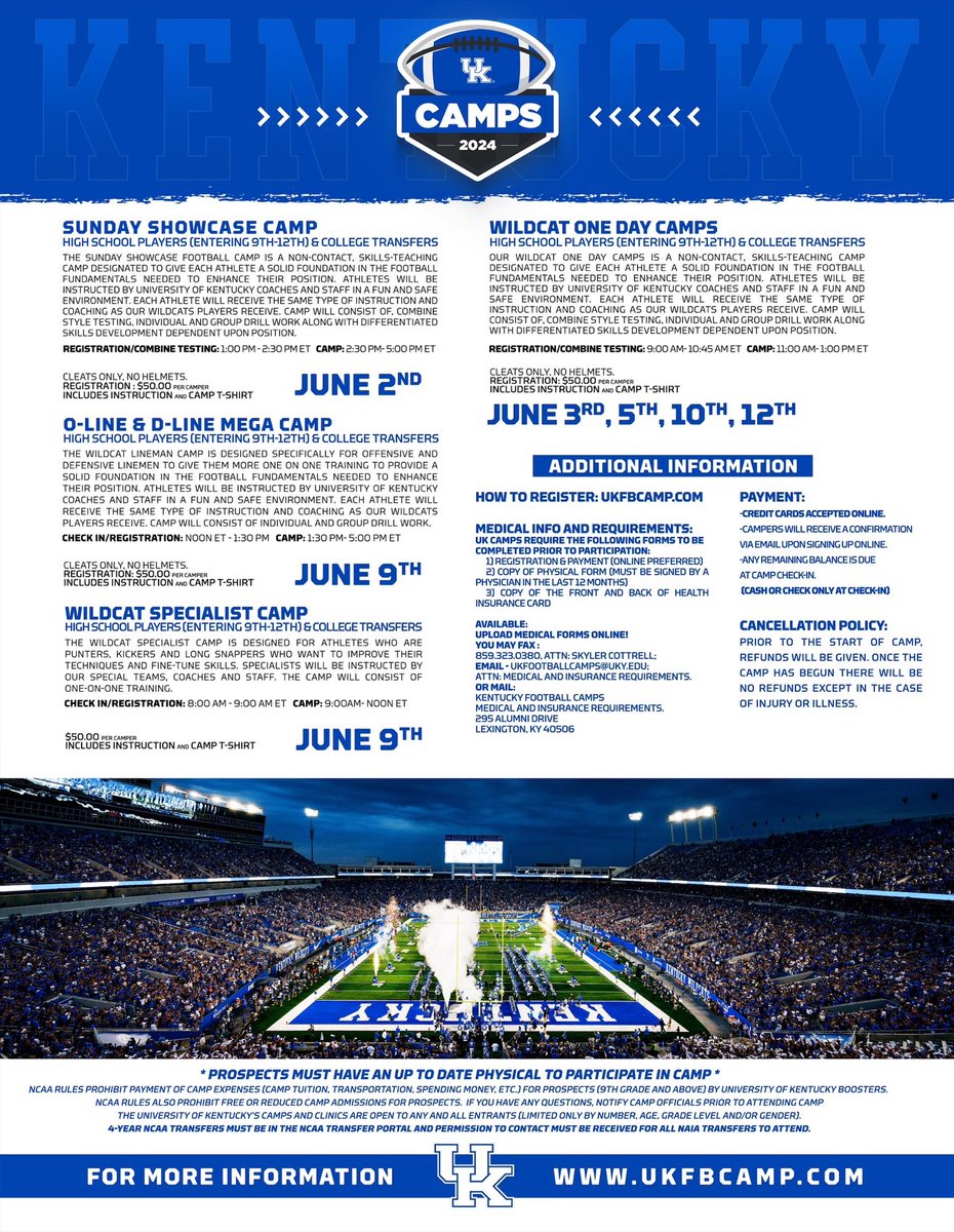 Summer College Football Camps!