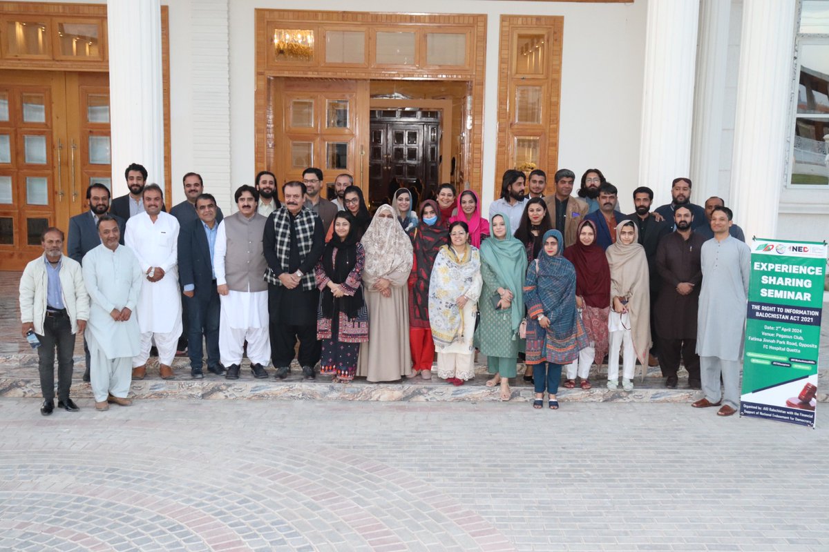 Quetta 2nd April 2024: AID Balochistan Conducted Experience Sharing Seminar in accordanc to The Right To Information Balochistan Act 2021. Dr. Rubaba Khan Buledi (MPA Balochistan Assembly) was Chief Guest. #InformationCommissionBalochistan #RTIBalochistan @Dr_RubabaBuledi