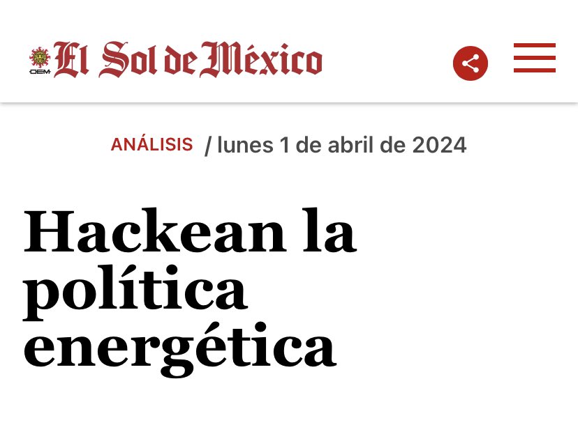 “La crisis climática nos está explotando en las mando” y por eso 40 jóvenes de 18 estados decidieron hackear la política energética. Esta semana escribí sobre esta iniciativa en @elsolde_mexico. ➡️elsoldemexico.com.mx/analisis/hacke… @nuestrofuturoac @reaccionared @Practica_Lab