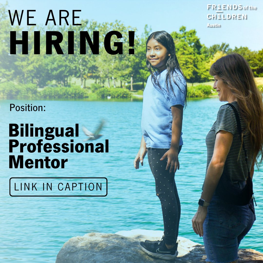 We're looking for a Bilingual Professional Mentor to join our team - you can help us find them! What extraordinary individuals do you know who want to make a difference? Click here for more information: l8r.it/1aaE. 
⁠
#thepowerofone #youthementoring #jobsinaustin