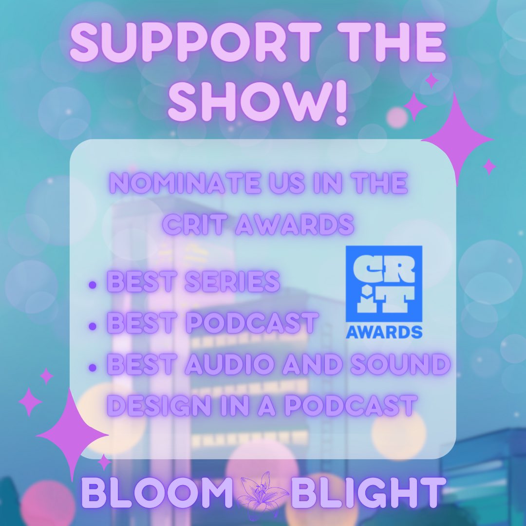 It’s CRIT Season! We encourage everyone to vote for their favourite creators and projects, and we are so very grateful for all the support we’ve already received. Your nominations mean the world to us 🩷🤍💛💙💜