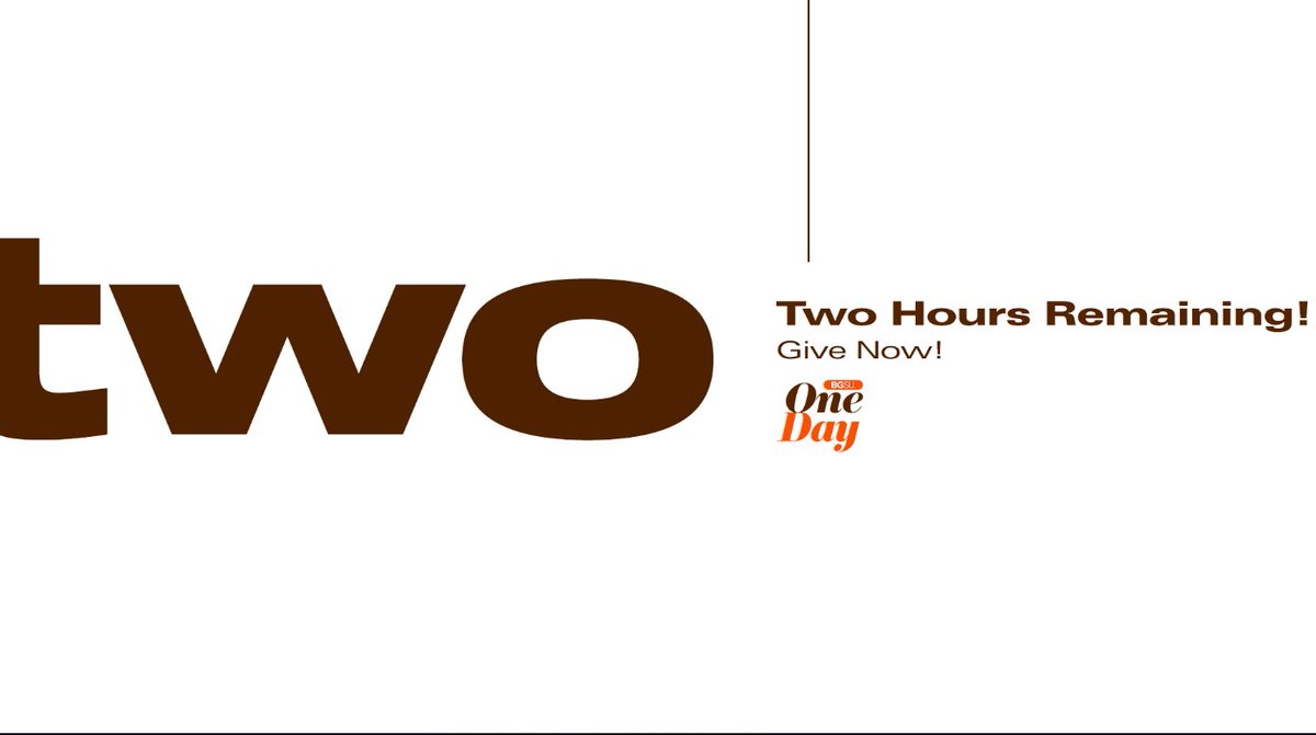 𝘾𝙧𝙚𝙖𝙩𝙚 𝙂𝙤𝙤𝙙 𝙒𝙞𝙩𝙝 𝙐𝙨 There are only two hours left for #BGSUOneDay!!! Partner with us today ⬇️ oneday.bgsu.edu/amb/OneDay24BG…