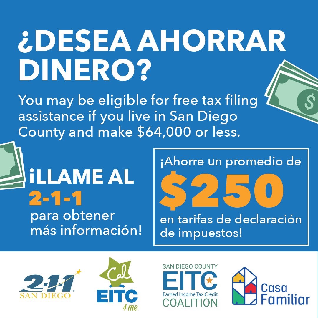 Find out if you are elegible for free tax filing by calling 2-1-1 #FreeTaxPrep #EITC #SanYsidro #Taxes2024SD Averigue si usted califica para declaracion de impuestos gratuita llamando al 2-1-1 #FreeTaxPrep #EITC #SanYsidro #Taxes2024SD @UnitedWaySD