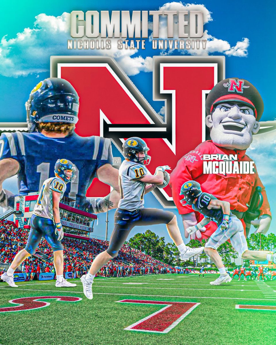 Excited to announce my commitment to Nicholls State University. Thank you to everyone who has helped me get to this point. More work to do!! GEAUX COLONELS ⚔️!!