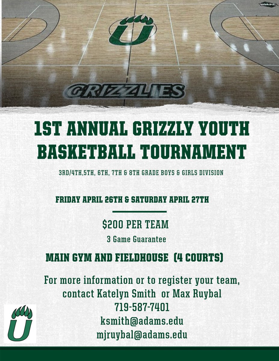 Sign up for the first annual youth basketball tournament! #GoGrizzGo || #basketballtournaments