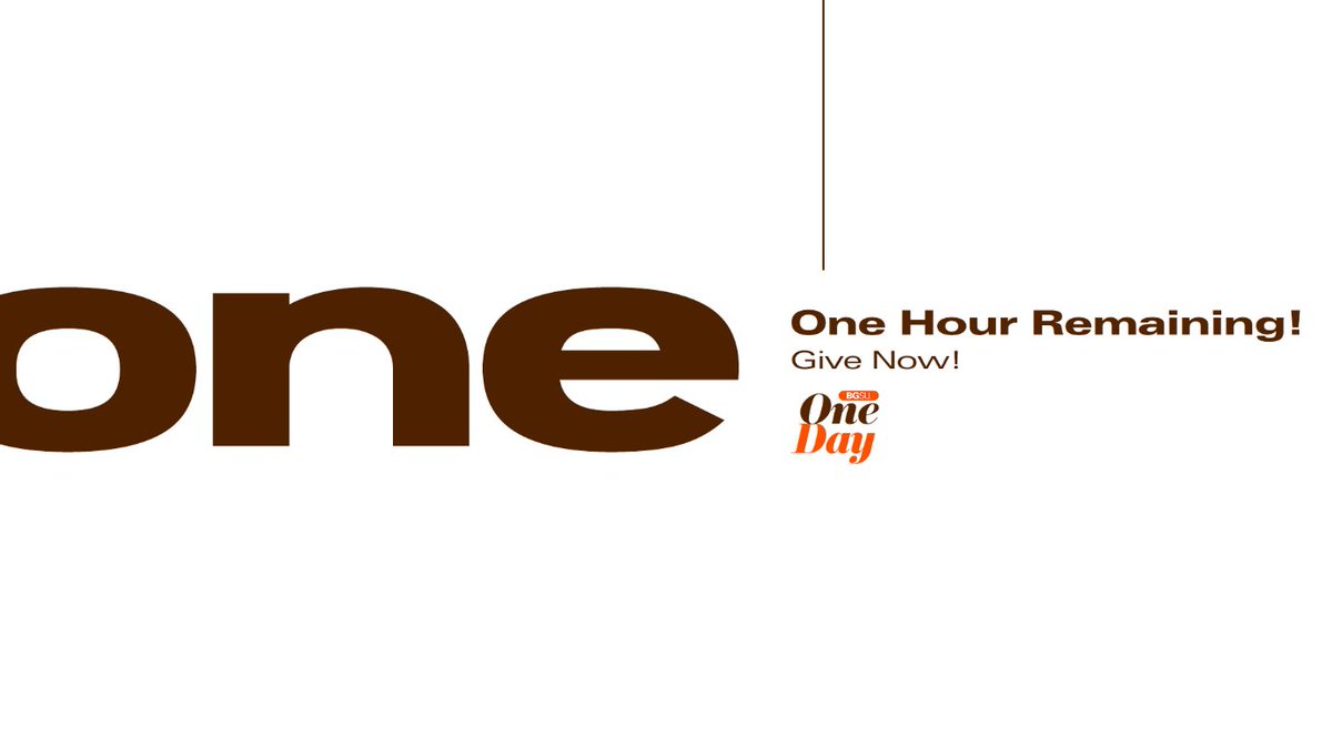 𝘾𝙧𝙚𝙖𝙩𝙚 𝙂𝙤𝙤𝙙 𝙒𝙞𝙩𝙝 𝙐𝙨 There is only ONE hour left for #BGSUOneDay!!! Partner with us today ⬇️ oneday.bgsu.edu/amb/OneDay24BG…