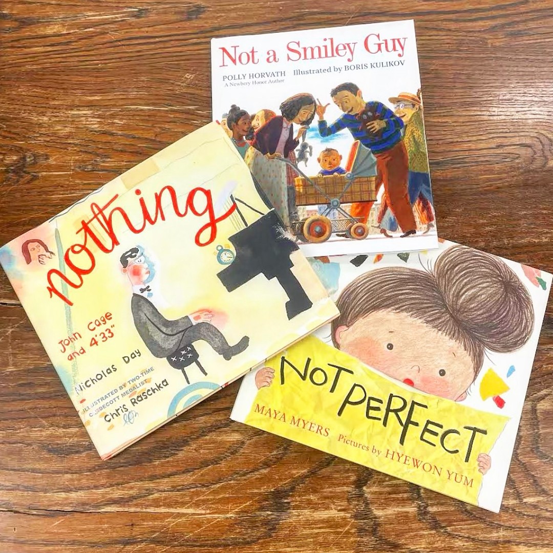 Happy book birthday to NOTHING, NOT PERFECT, and NOT A SMILEY GUY! All of these wonderful #picturebooks are on shelves today! @ChrisRaschka @mayamyersbooks @HyewonYum #bookbirthday ow.ly/HeIl50R5SvU holidayhouse.com/book/not-perfe… holidayhouse.com/book/not-a-smi…