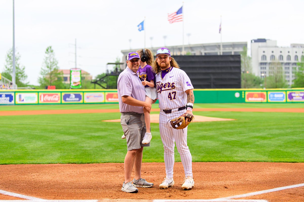 Thank you to Aubrey White for returning to Alex Box yesterday for a ceremonial first pitch in honor of Autism Awareness Day! Aubrey plays for the All Abilities Team of the Dream Leagues in Gonzales and enjoys swimming, beach trips with family, and loves her baby sister, Amelia.