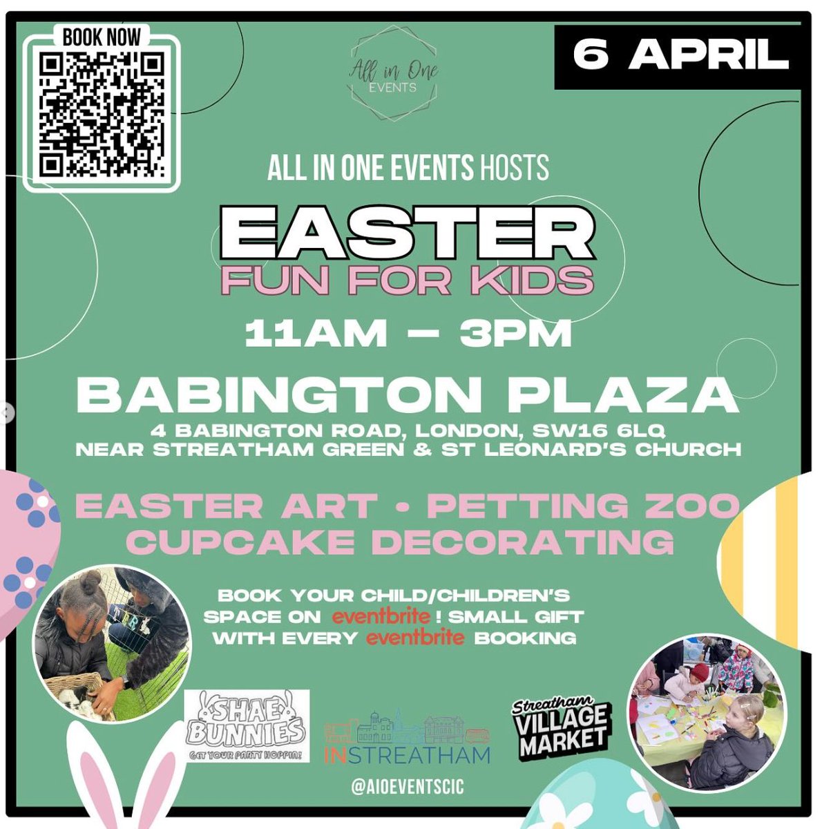 The Streatham Village Market is on THIS Saturday 10-3pm, Babington Plaza! 🐣 As a special treat we have a petting zoo and fun family activities including easter art & cupcake decorating. Book your space now as tickets are going fast! Book here: eventbrite.co.uk/e/easter-fun-f…