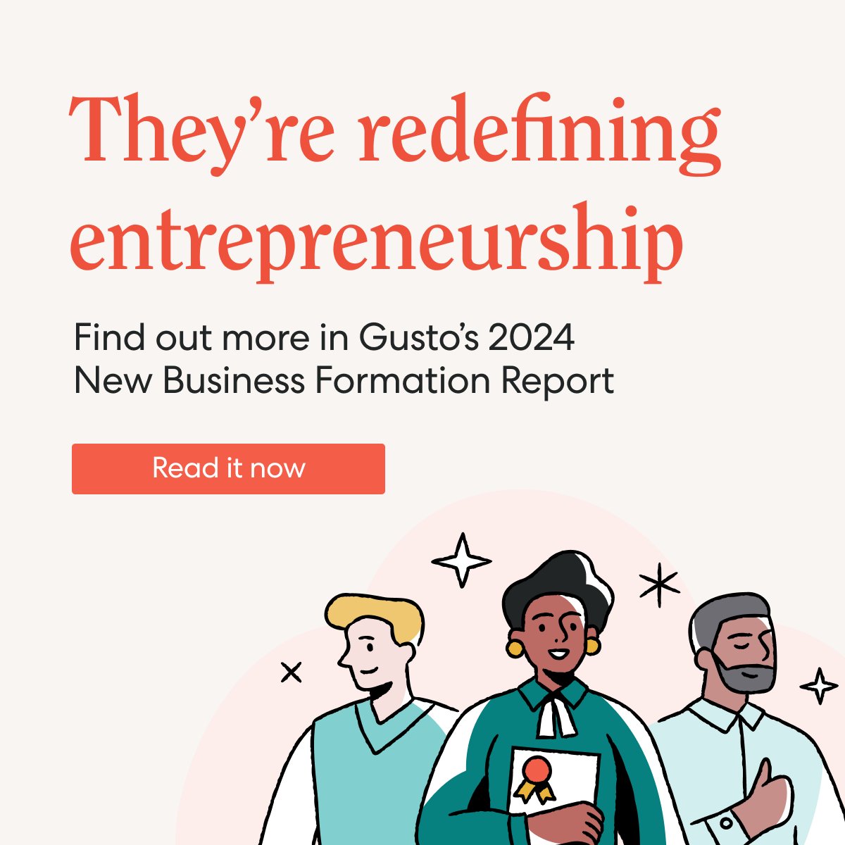 🚨 We just dropped our 2024 New Business Formation Report with the latest insights in who's becoming an entrepreneur — and why. Take a look for yourself here for more insights: gusto.com/company-news/n…