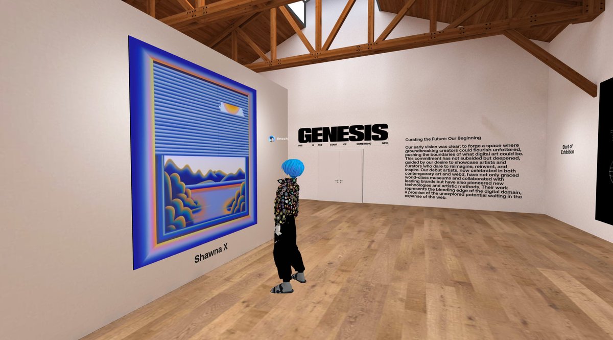 Look who's in the FND GENESIS exhibition via @oncyber browsing through the art, my brother and fellow art collectoooor, @tinochchan! I think he's in awe of the @shawnax piece and rightfully so.