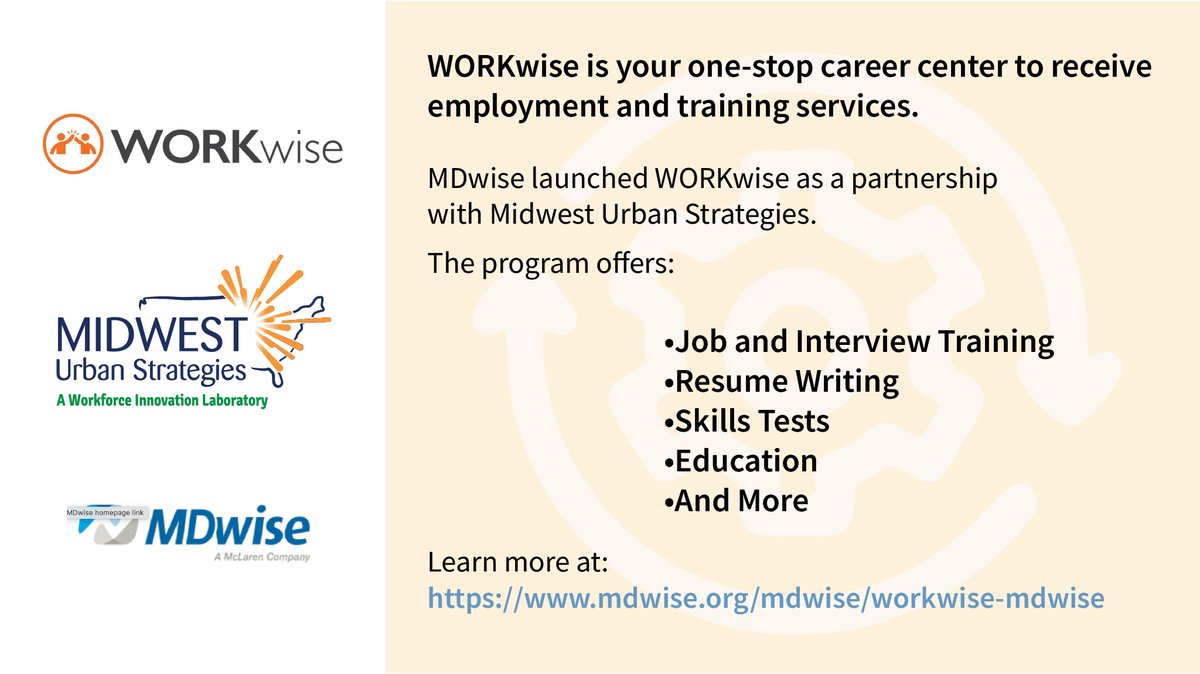 Check out our WORKwise program with Midwest Urban Strategies!
mdwise.org/mdwise/workwis…