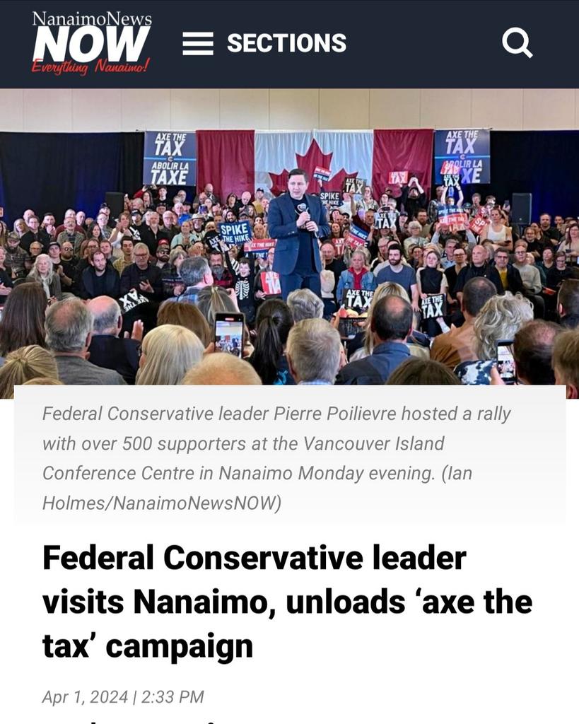 'Federal Conservative leader visits Nanaimo, unloads ‘axe the tax’ campaign.' nanaimonewsnow.com/2024/04/01/fed…