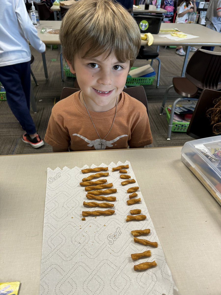 Real world application of graphs. He wanted to see if his snack had more broken pretzels or not broken pretzels. <a href="/Boyer_Elem_PISD/">Boyer Elementary</a> <a href="/kaburch1981/">Kimberly Burch</a> #teamboyer