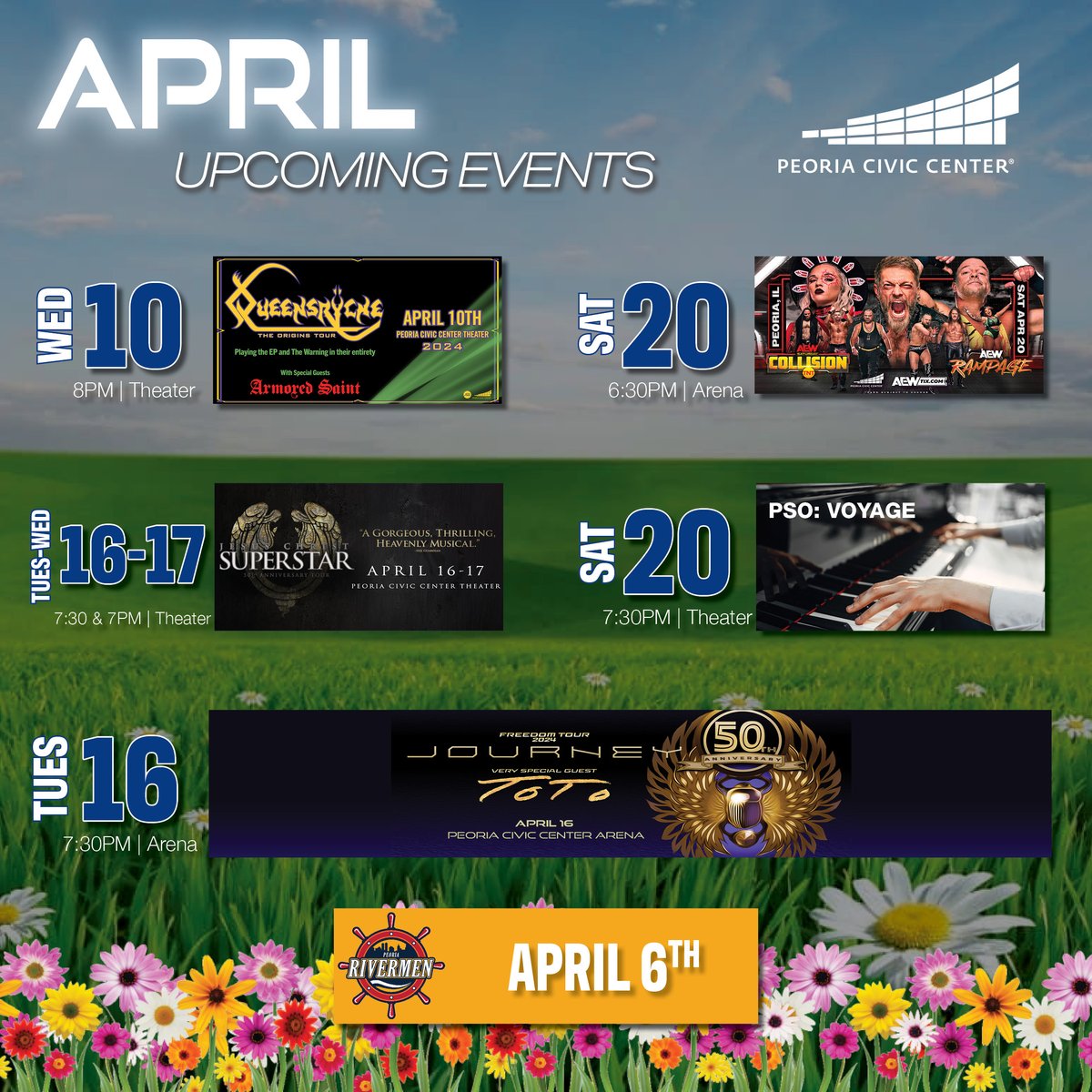 🌸SPRING into our April events!🌸 Get your ticket NOW! peoriaciviccenter.com/events #PlaysinPeoria #ASMGlobal #peoriaciviccenter #peoriaciviccentertheater #aprilschedule