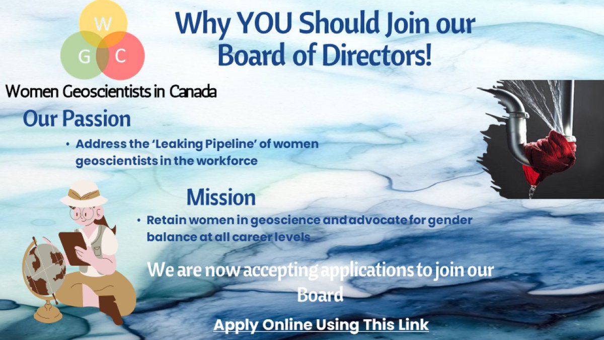 WGC 2024 Annual General Meeting
Virtual Online
April 16
10 am PST/1 pm EST
If you are passionate about women in the geosciences join our wonderful team. Nominations are due April 9.
#wgc #geoscience 
Meet: 
us02web.zoom.us/meeting/regist…
Nominate yourself:
docs.google.com/forms/d/e/1FAI…