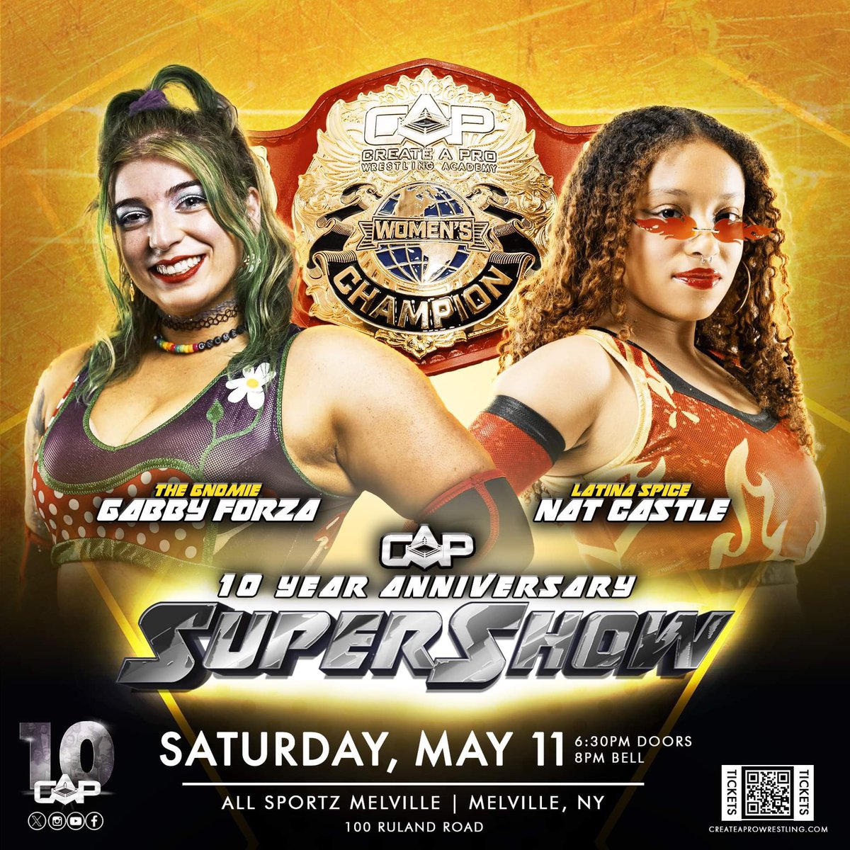 🚨MATCH ANNOUNCEMENT🚨 History will be made! The Create A Pro Women’s Championship Tournament Finals will take place on 5/11 as Gabby Forza goes 1 on 1 with Nat Castle Who will become the first ever CAP Women’s Champion? #CAP10 🎟GET YOUR TICKETS NOW🎟 eventbrite.com/e/create-a-pro…