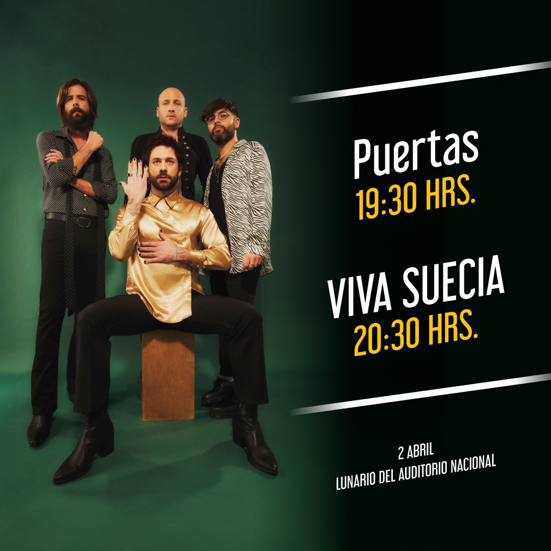 ¡Directo desde España llega @VivaSuecia al Lunario del Auditorio Nacional! ⚡️ ¡Allá nos vemos!