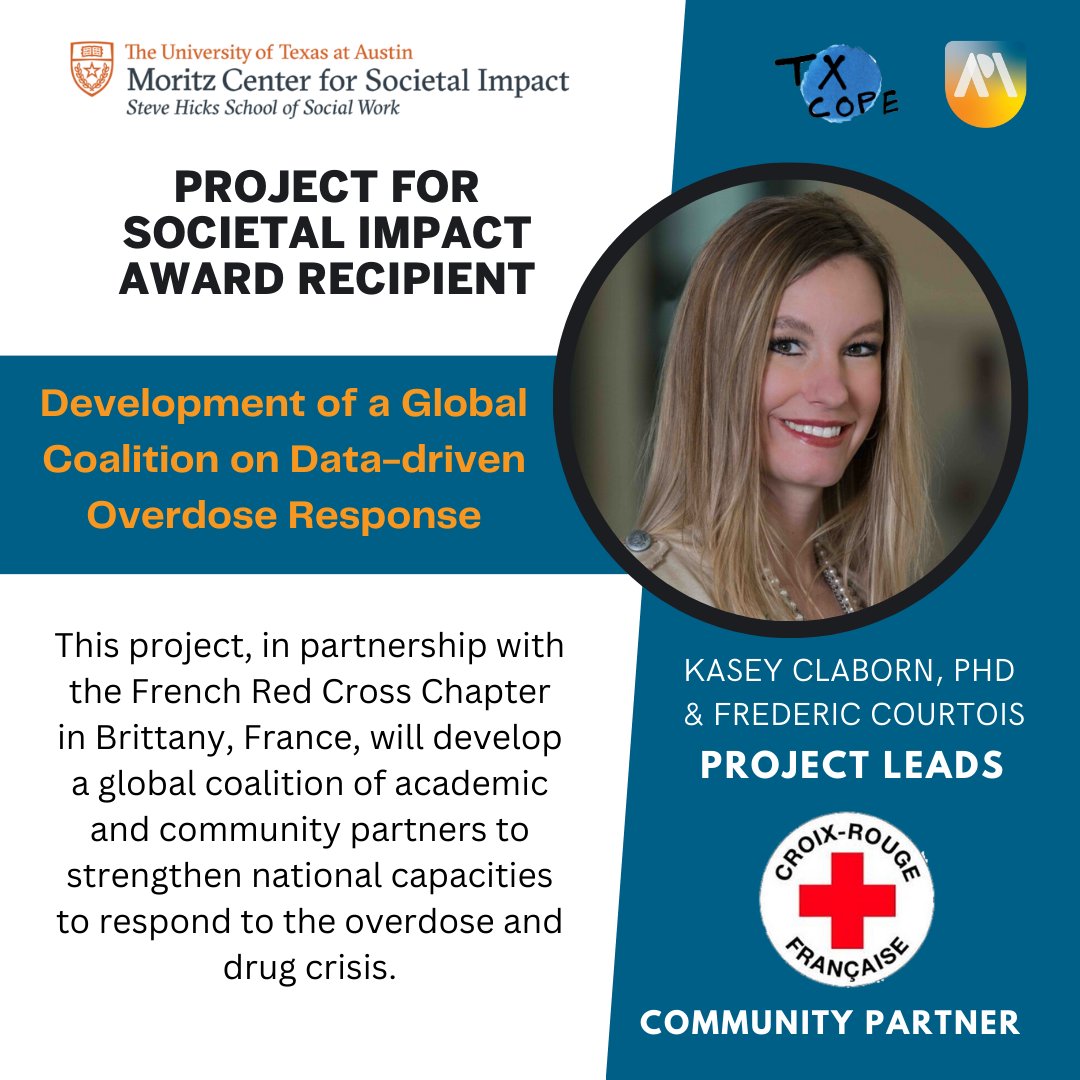 ari_utexas's tweet photo. The ARI is launching a global arm of our work to combat that #overdose crisis thanks to seed funding from the Moritz Center @UTAustin @TexasSteveHicks! 

Frederic Courtois &amp; @KaseyClabornPhD will lead this effort in partnership with the French Red Cross.

#WhatStartsHere #HookEm https://t.co/QULb45r527
