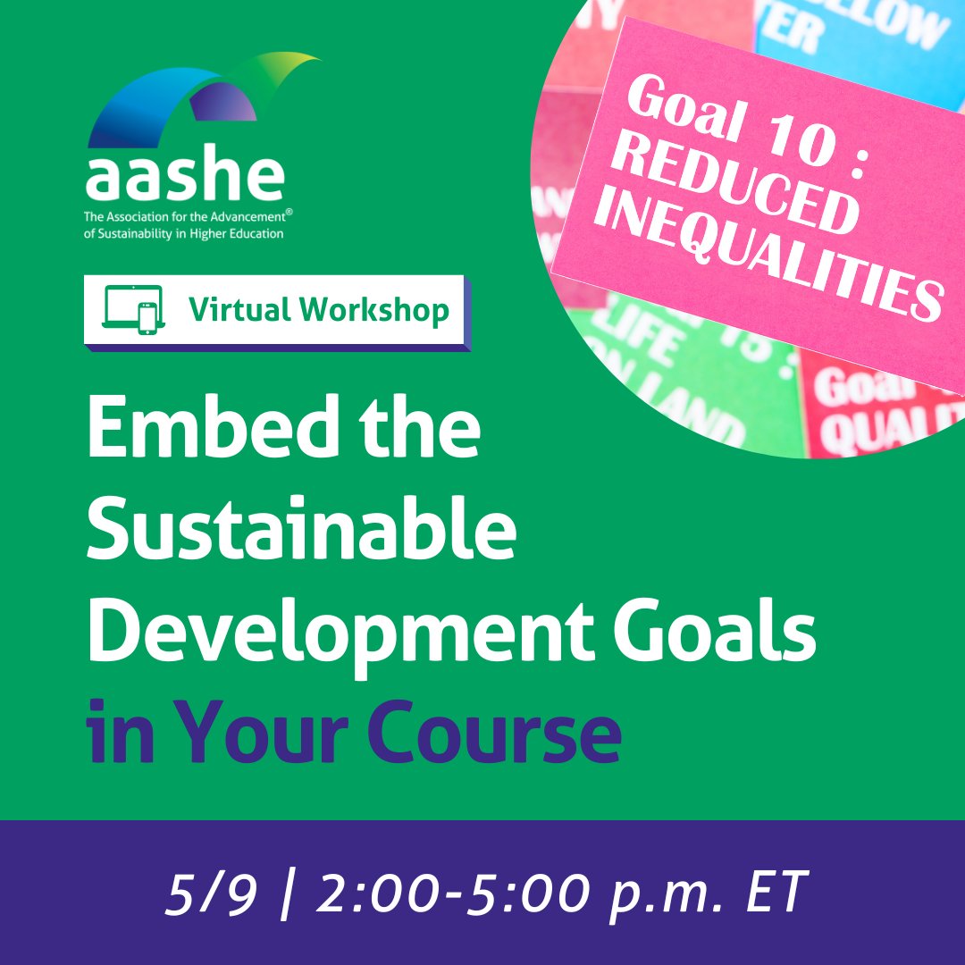 🆕 Workshop Alert: Embed the #SDGs in Your Course! Join us on May 9 from 2-5 pm ET to learn how the SDGs can elevate your teaching & engage students. Transform your course & inspire students. Register now! 🔗 aashe.org/calendar/sdgs-… #AASHE #Sustainability #GlobalGoals