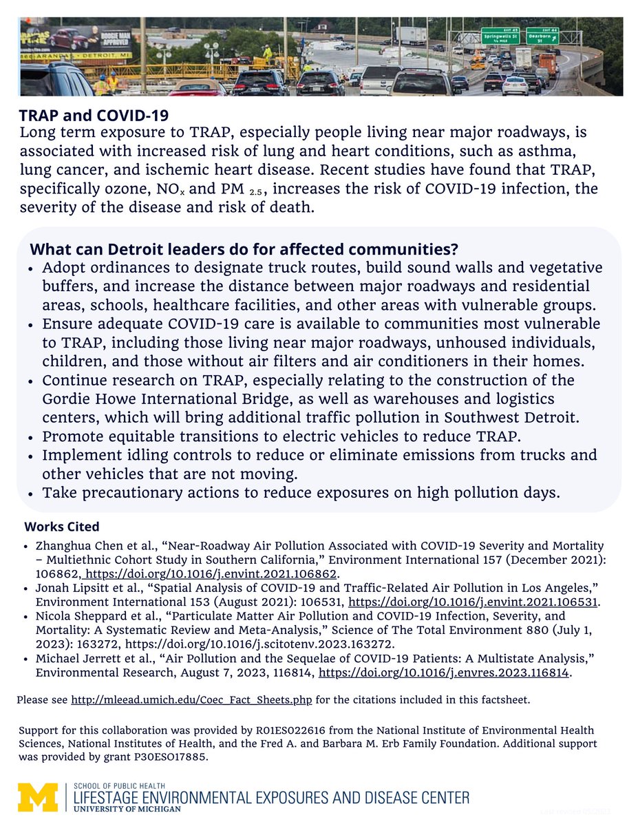 Detroit's roadways help to connect communities and neighborhoods, but they also expose residents to traffic-related air pollutants. Healthy neighborhoods need healthy air. Read our factsheet below to learn more, and learn what you can do! bit.ly/4bkvDxg