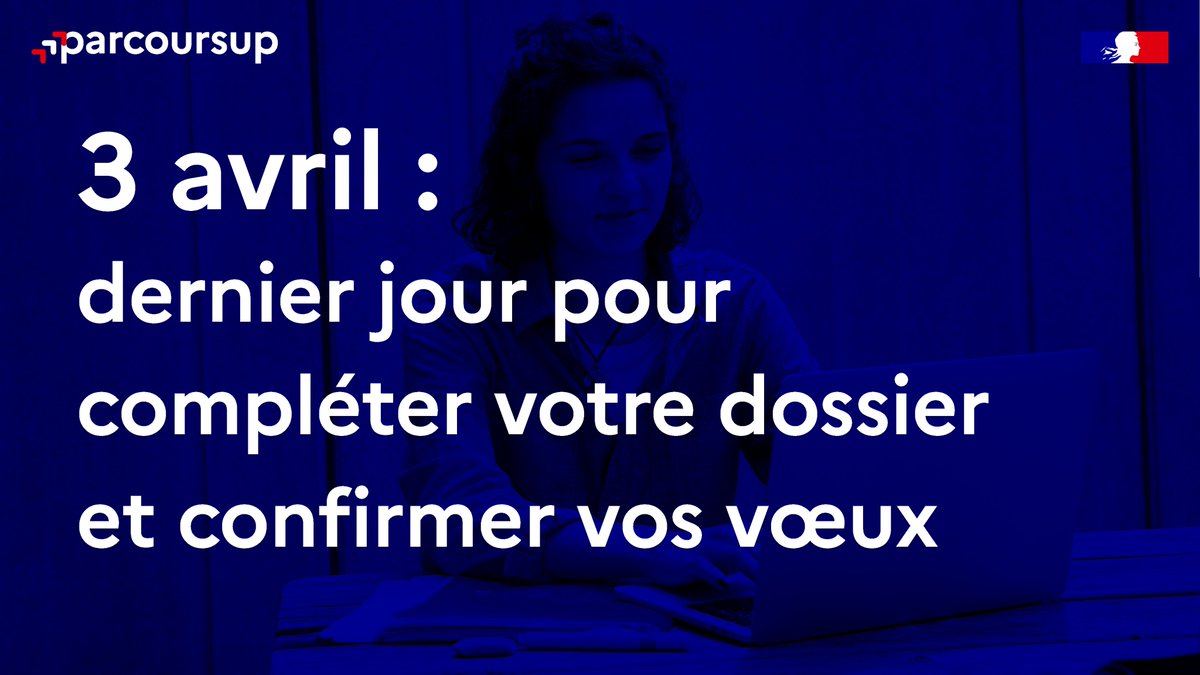 Vous avez formulé des vœux sur #Parcoursup ? 🗓️ Vous avez jusqu'à demain mercredi 3 avril, 23h59 (heure de Paris), pour les confirmer. 😌 N’attendez pas le dernier moment pour le faire. 🔗 parcoursup.gouv.fr/faq/thematique…