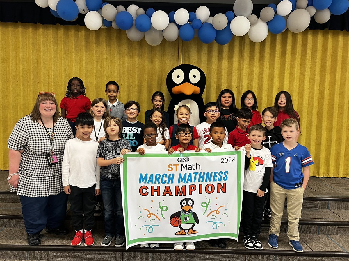 So exciting to have JiJi come visit after we won our March Mathness award for our area, we love @STMathTX Thank you for visiting JiJi #GISDmathcounts @gisdnews @TraciVickery