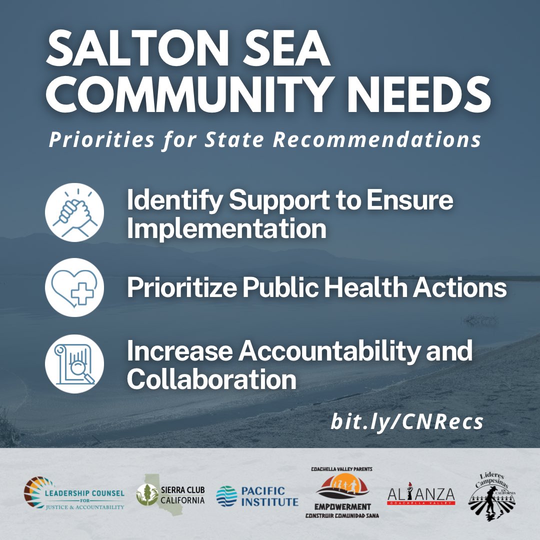 As efforts to restore the #SaltonSea progress, surrounding communities must be prioritized. We commend @CalNatResources for draft reports addressing community needs, particularly their commitment to community engagement and outreach efforts.