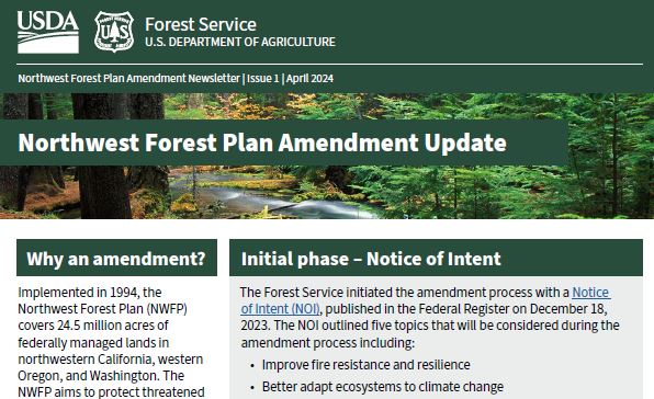 Read the latest updates on the Northwest Forest Plan Amendment process in the April newsletter available at fs.usda.gov/Internet/FSE_D…