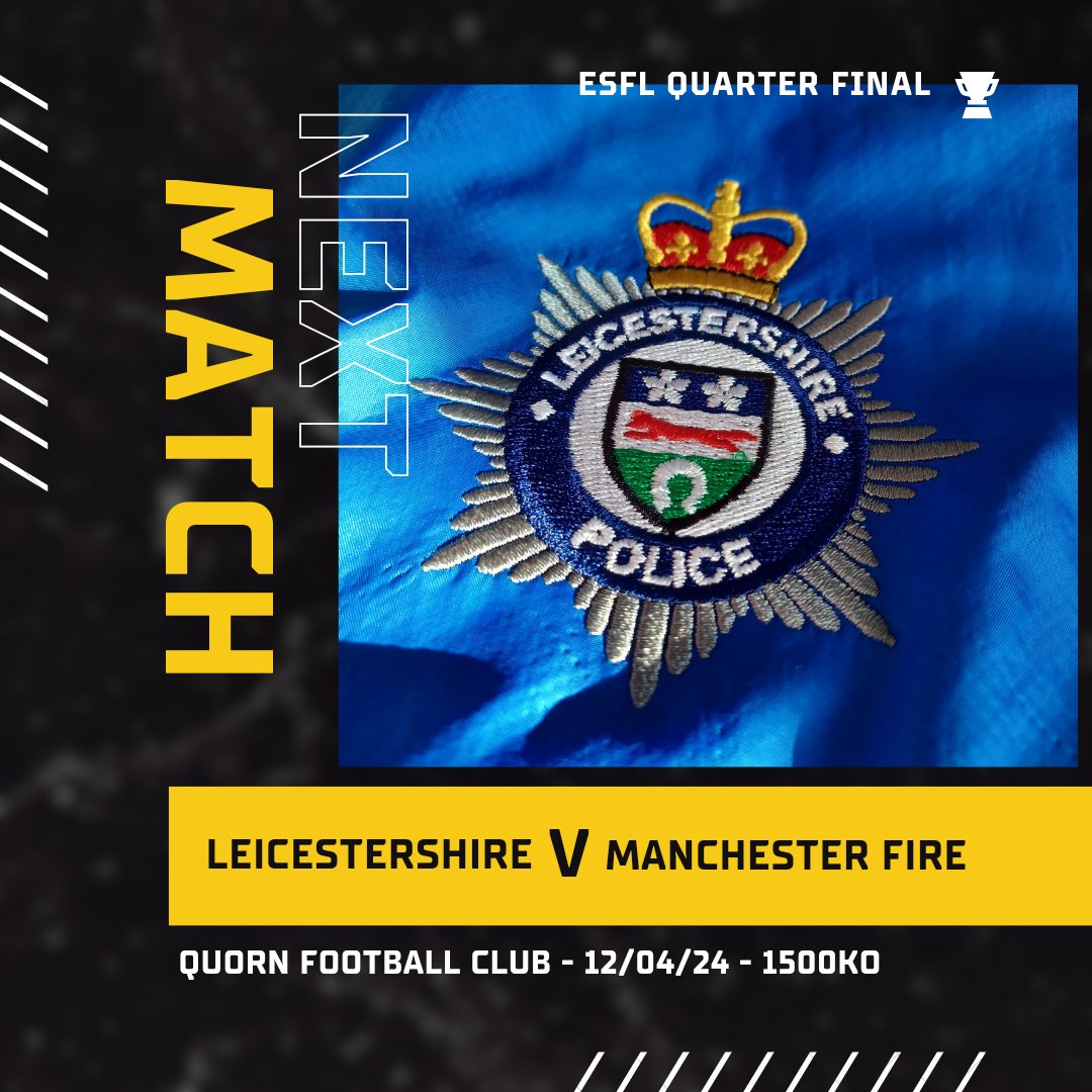 Could we..... ? Victory in this @Motor_Source @ESFL20 quarter final next friday would put us in 2 national semi finals. That would be some achievement. @GMFRSfc will want to stop that though. Tough game incoming. 📍@QuornAFC ⏲️ 15:00 📅 12/04/24 Free entry & Bar will be open