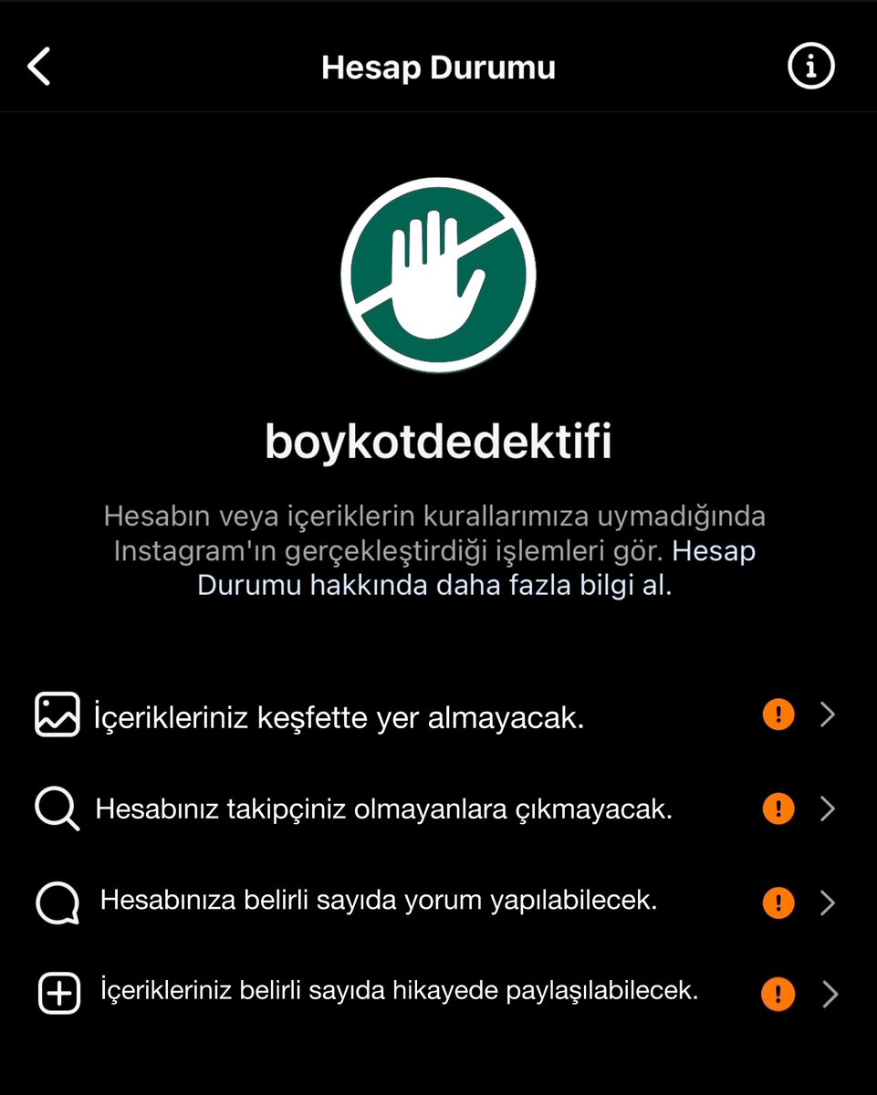 💢 İnstagram'da kurduğumuz
BoykotDedektifi Hesabı Kısa sürede Dünya'nın en büyük kitleli ve en organize "Boykot" platformu haline gelmişken, Önce davalar açıp mahkeme yoluyla, olmayınca instagram kısıtlamaları ile durdurmaya çalıştılar.

İnstagram da sayfamız sizlere çıkıyor
Mu ?