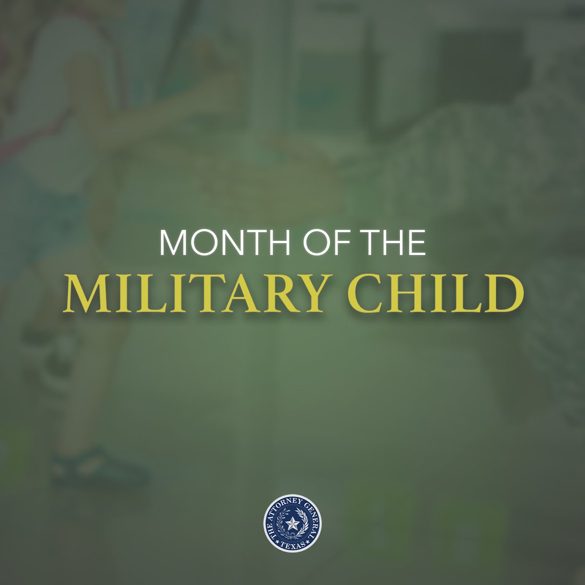 In April, the OAG joins in celebration of the military children who face many unique challenges as a result of their parents' service to our nation. We are eternally grateful to these families who sacrifice so much for our freedoms.