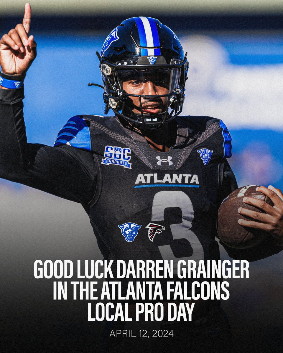 GSU Football (@georgiastatefb) on Twitter photo Darren Grainger to participate in the 2024 <a href="/AtlantaFalcons/">Atlanta Falcons</a> Local Pro Day! 👏
#LightItBlue | #NewAtlanta Darren Grainger to participate in the 2024 <a href="/AtlantaFalcons/">Atlanta Falcons</a> Local Pro Day! 👏
#LightItBlue | #NewAtlanta