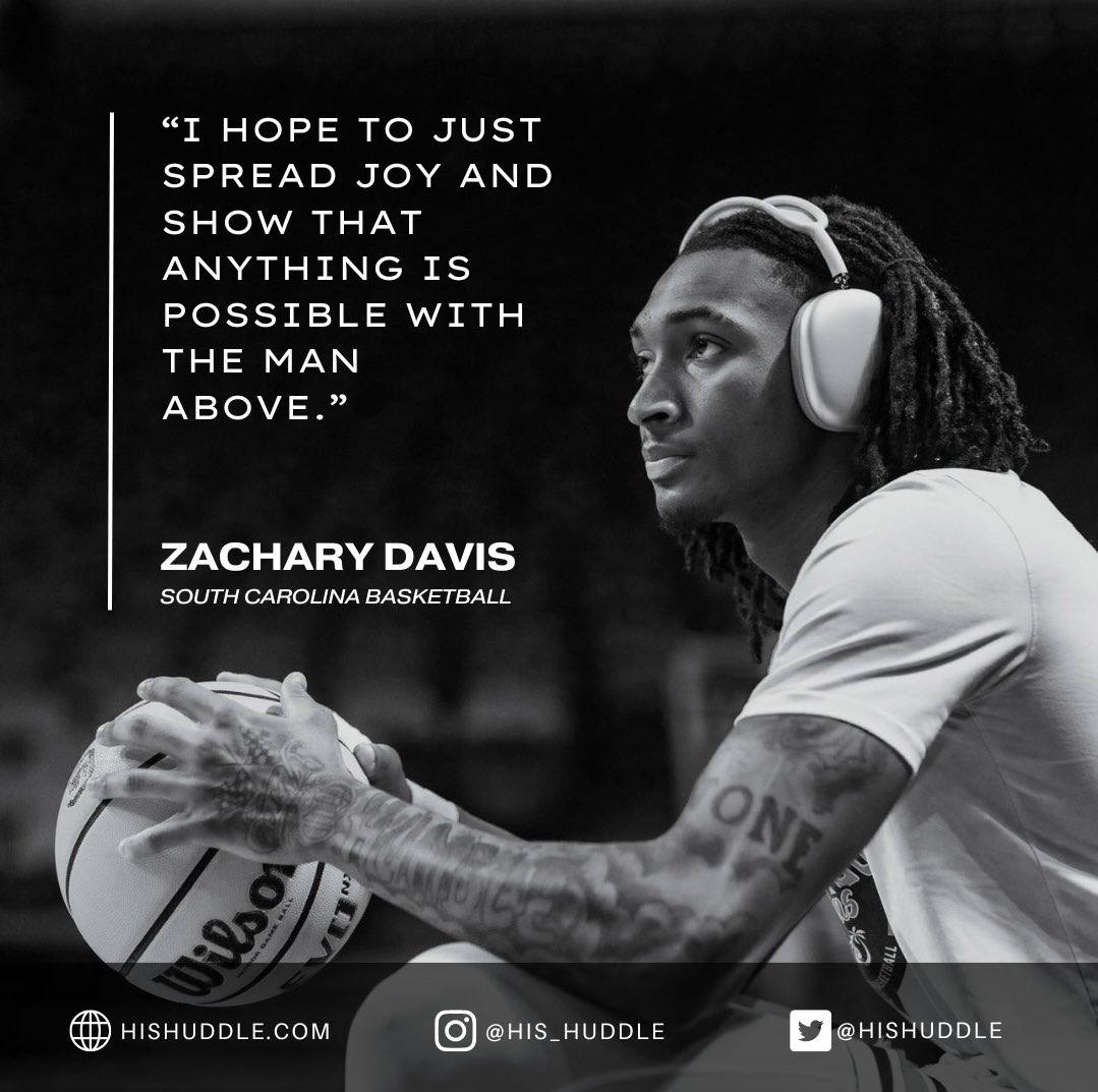 Zachary Davis, a rising player within the South Carolina basketball team, is using his platform to inspire change both on and off the court. Read about @ZacharyDavis12_ and his story of faith and making a difference at the link below. hishuddle.com/2024/04/02/zac…