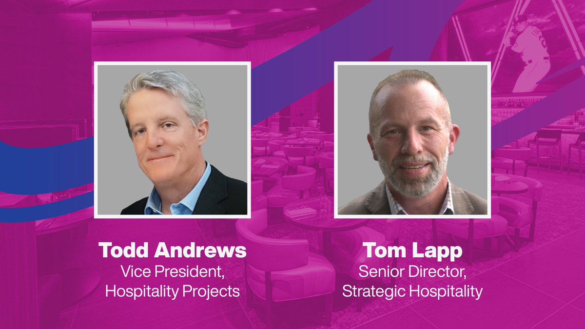 Our in-house Hospitality Solutions Group is growing! 🚀 Todd Andrews has been promoted to VP of Hospitality Projects 🚀 And Tom Lapp joins as Senior Director Strategic Hospitality The team will continue ensuring we have the greatest physical spaces to serve our guests!