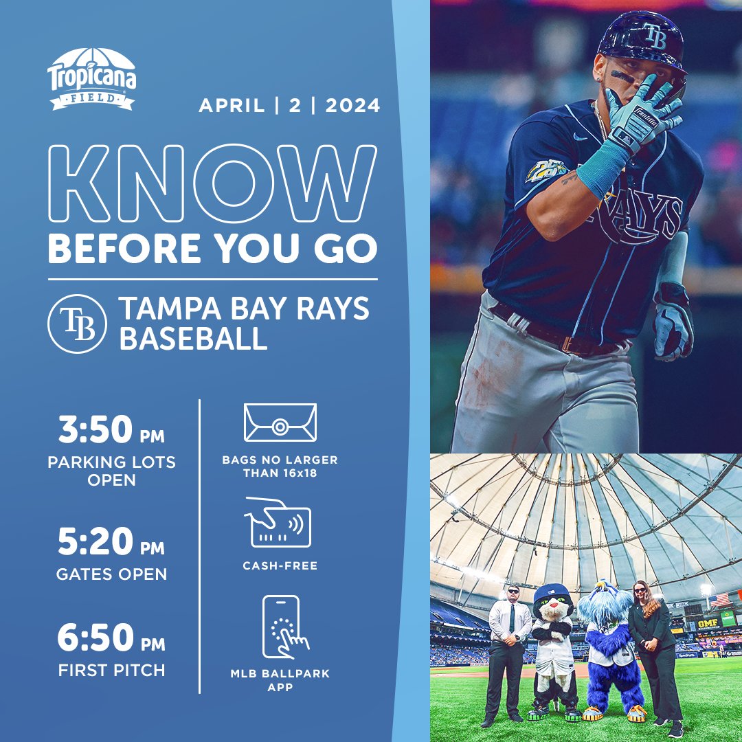 Coming out to this evening's @RaysBaseball game vs. the Rangers? Here's everything you need to know before you go!