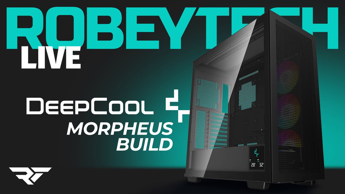 Excited about finally building in the @DeepCoolNA Morpheus! We have an epic build featuring the @PNYTechnologies 4080 Super and using the new Mystique 360 AiO on an @IntelGaming 14900K! Plus benchmarks and giveaways 😎 Cya at 4pm PT - Twitch.tv/robeytech