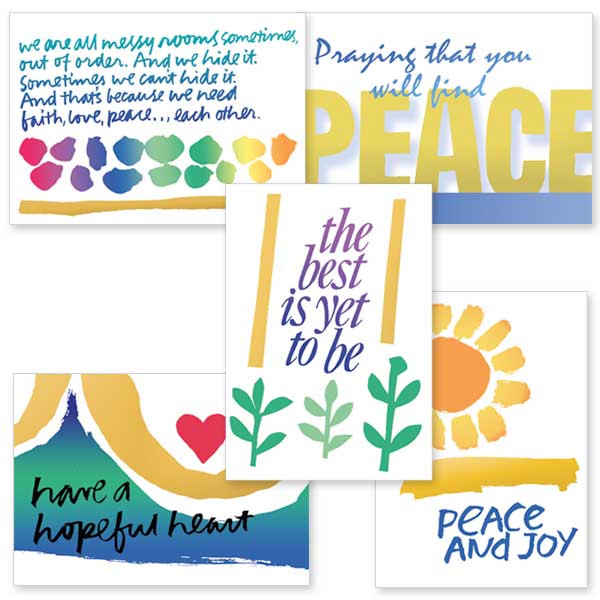 Encouraging others can be as easy as sending a card to uplift, offer hope, and let them know you are praying for them. Shown is 'Forward in Faith,' B273, five different encouragement cards with a fresh, new look. For more Encouragement cards, go to printeryhouse.org