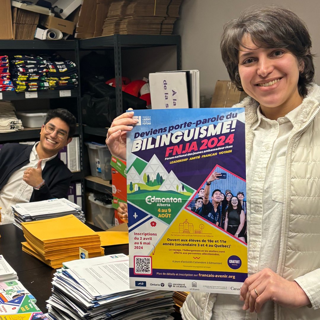 Les inscriptions au Forum national des jeunes ambassadeur·rices 2024 sont ouvertes à partir d'aujourd'hui jusqu'au 6 mai aux élèves en classe de 10e et 11e année (secondaire 3 et 4 au Québec). Le forum aura lieu à Edmonton du 4 au 9 août.
ow.ly/yF5150QVwLM