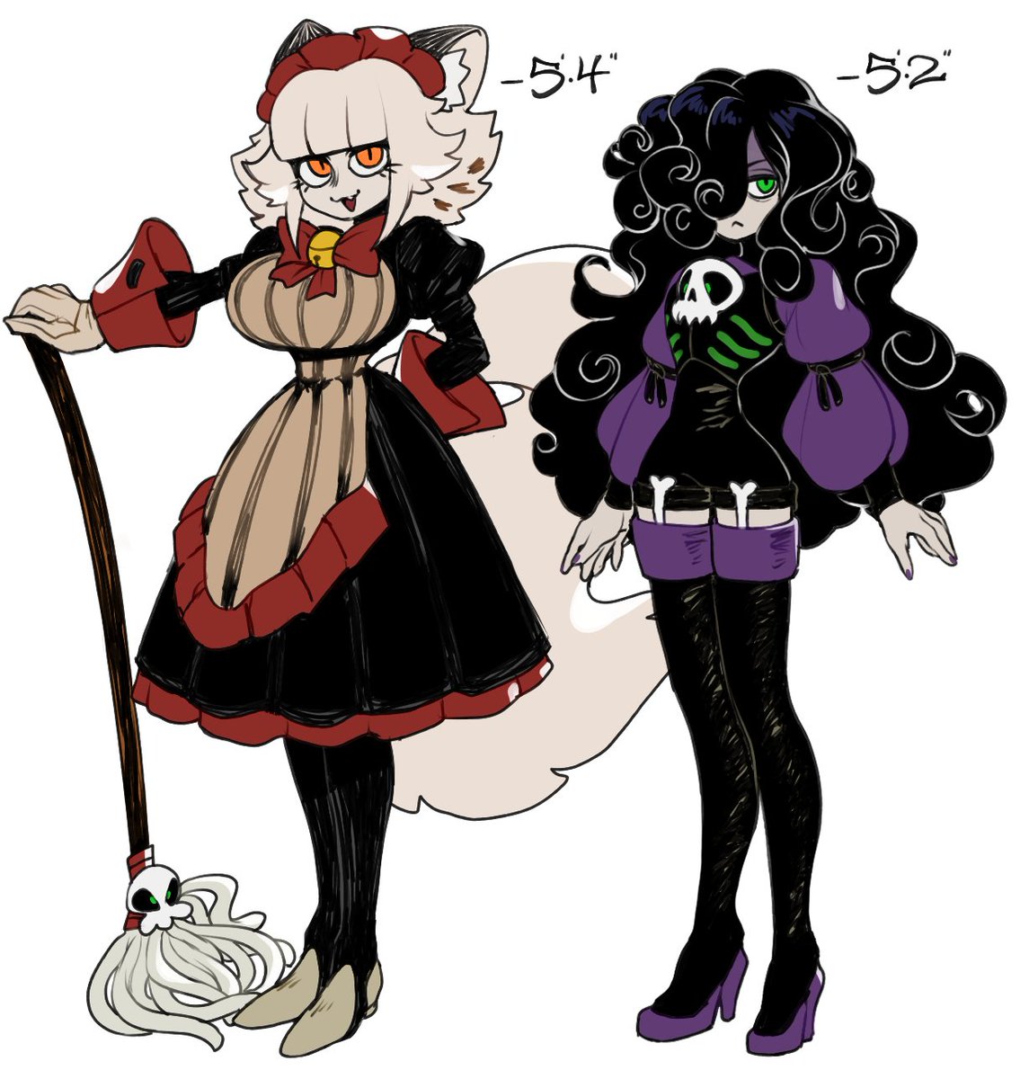 Its been YEARS since I've drawn classic Catmaid, so here she is alongside her seldom seen master animatrice, Aster!