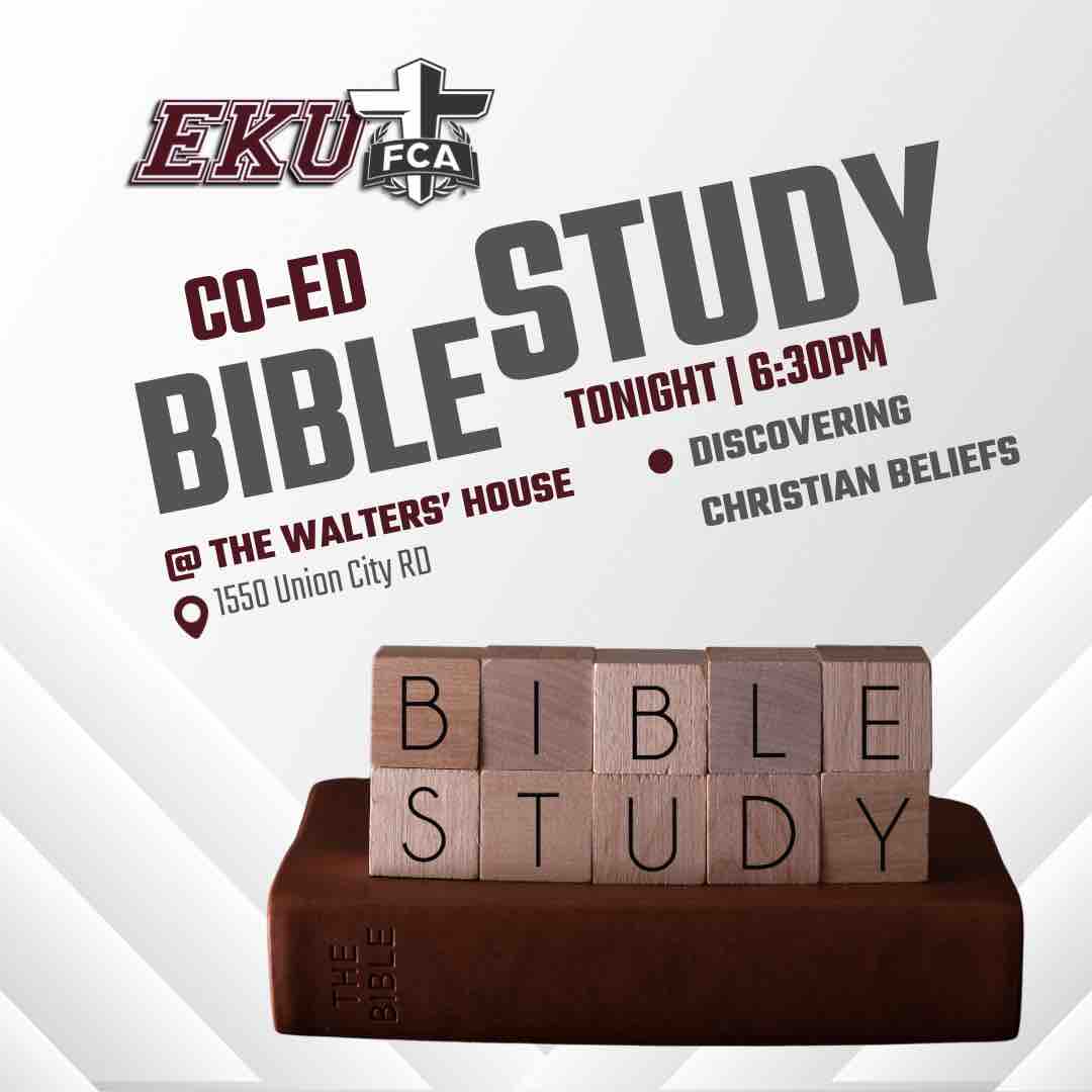 Don’t forget to head to our Co-Ed #BibleStudy tonight at 6:30pm at the Walters’ house! #GoBigE #ekufca #fcahuddle #fca247