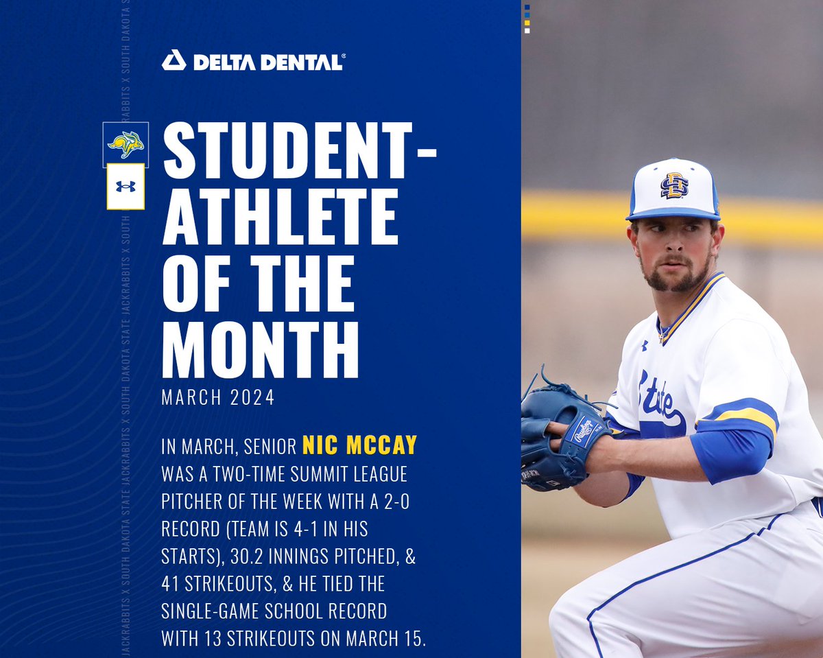 GoJacksSDSU's tweet photo. The Delta Dental SAOTM for March is @GoJacksBaseball senior, Nic McCay, &amp; @GoJacksWBB junior, Paige Meyer! 🙌

#GoJacks 🐰 https://t.co/qDznSjk1Fo