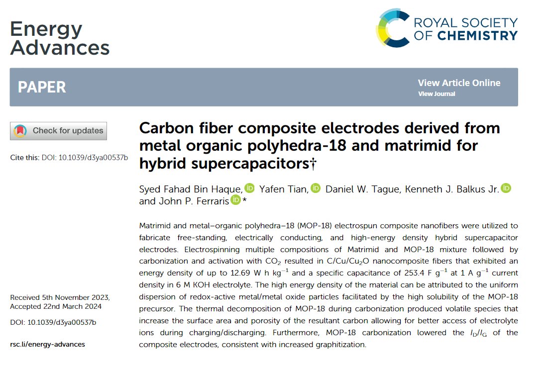 Check this beautiful work from the Ferraris Lab, led by @SyedFahadBin published in @RSC_Energy pubs.rsc.org/en/content/art… #Energy #Capacitors #Nanomaterials