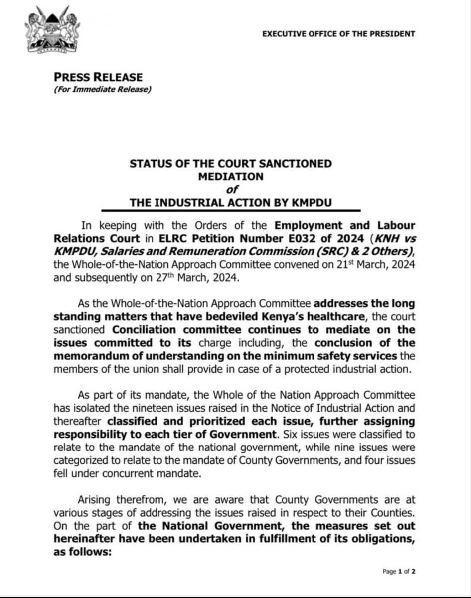 simonkigondu's tweet photo. . 

The government of Kenya is truly on strike and propagating the doctors strike. 

This communique from the Head of Public Service needs to be unbundled and corrected. 

#PostMedicalInterns

https://t.co/zlIibnk5uG https://t.co/LDuMAUnokI