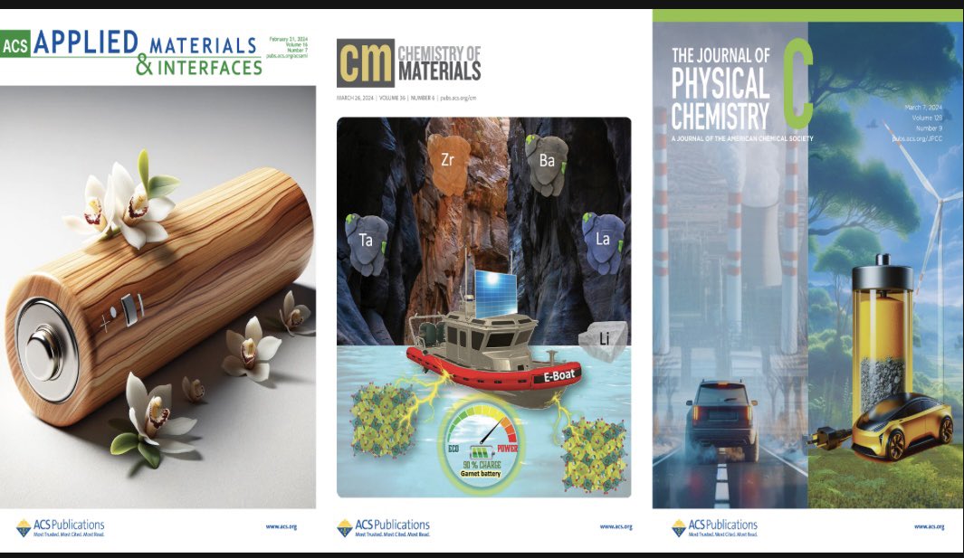 Exciting start to the year 2024! 👏@AISEL_UofC group has already published three journal covers in the first three months of the year. 🎉 More to come. #research @UC_Chem #publications #chemistry #battery @ACS4Authors